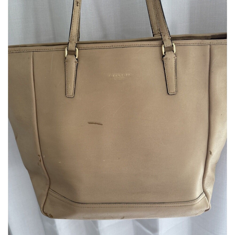 Coach Saffiano Butter Leather Zip Top Tote Bag Purse Satchel Camel #23891 Y2K